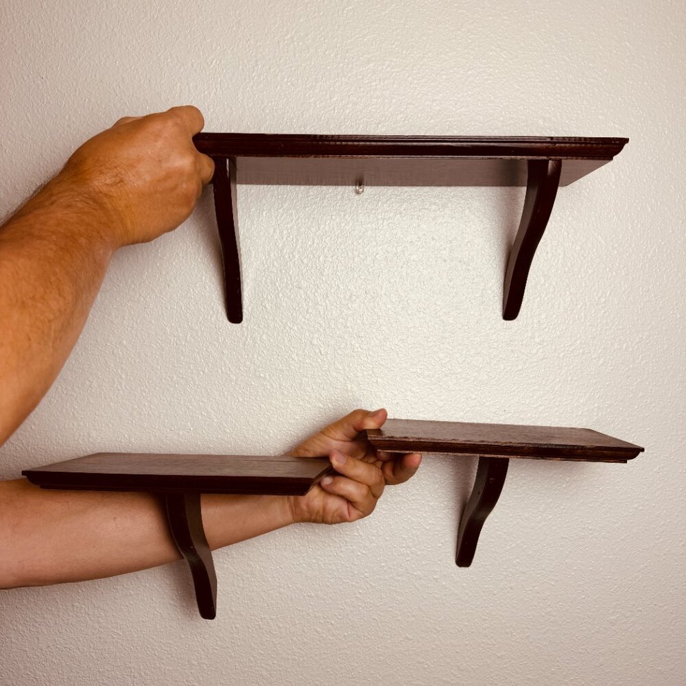 Vintage Set of 3 Wooden Wall Display Shelve